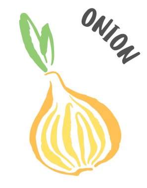 Mürekkep fırçasıyla boyanmış soğan sebzeli.