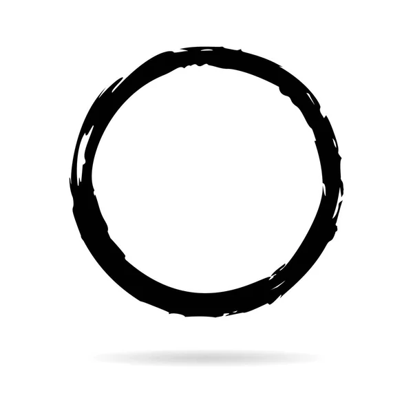 Hand Painted Grunge Circle Black Blob Hand Drawn Ink Brush — Stock Vector