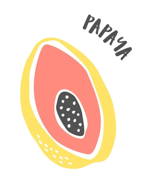 木瓜手绘墨刷隔离在白色背景上 — 图库矢量图片