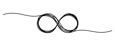 Dağınık, hantal, sonsuzluk sembolü afiş, ince bir çizgi ile çizilmiş, ayırıcı şeklinde. Vektör illüstrasyonu