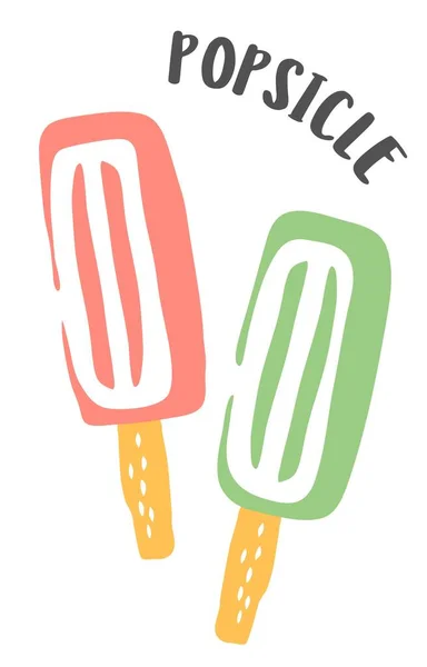 Ice lolly popsicle drawing hand painted with ink brush — Stock Vector