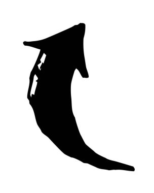 Mürekkep oklu, kıvrımlı, beyaz arka planda izole bir şekilde fırçayla boyanmış bir sembol. Vektör illüstrasyonu