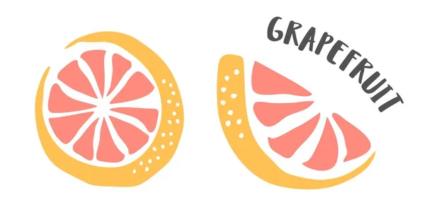 Grapefruit Zeichnung Von Hand Bemalt Mit Tuschpinsel Isoliert Auf Weißem — Stockvektor