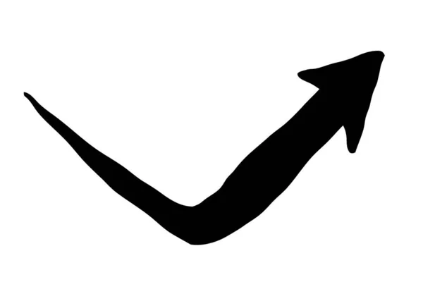 Bläck Pil Vinklad Symbol Hand Målad Med Borste Swoosh Nyckfull — Stock vektor