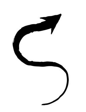 Fırçayla boyanmış mürekkep oku sembolü.