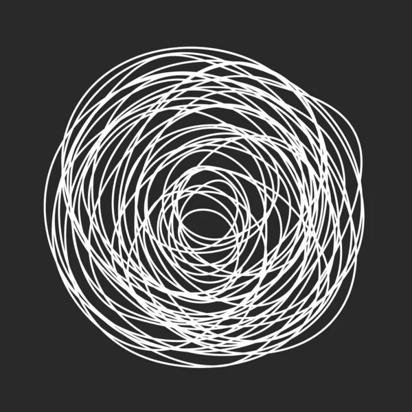 Grungy runde Kritzelkreis auf schwarzem Hintergrund — Stockvektor