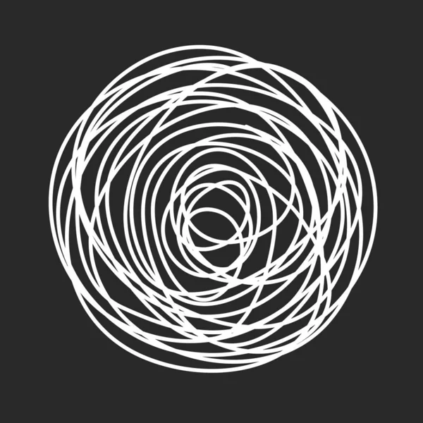 Grungy runde Kritzelkreis auf schwarzem Hintergrund — Stockvektor