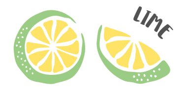 Lime drawing hand painted with ink brush isolated on white background. Vector illustration vector