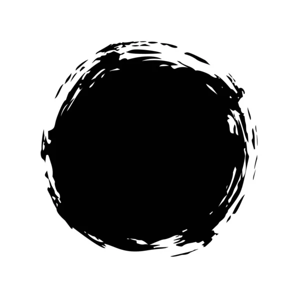 Χειροποίητος Κύκλος Grunge Μαύρο Στρογγυλό Blob Χέρι Πινέλο Μελάνι Εικονογράφηση — Διανυσματικό Αρχείο