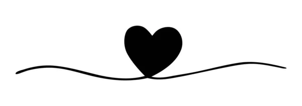 Inima Valentine Day Swash Mână Pictată Perie Cerneală Izolată Fundal — Vector de stoc