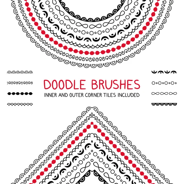Conjunto de escovas de doodle — Vetor de Stock