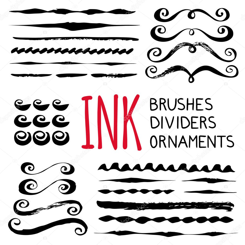 Ink brushes , dividers and ornaments