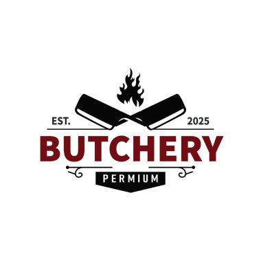 butchery logo meat cutting simple black silhouette meat illustration for template illustration design
