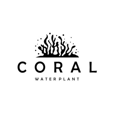 Akvaryum konsepti logosu deniz yosunu sualtı bitkilerinde balıklar basit ve zarif bir şekilde yaşar.