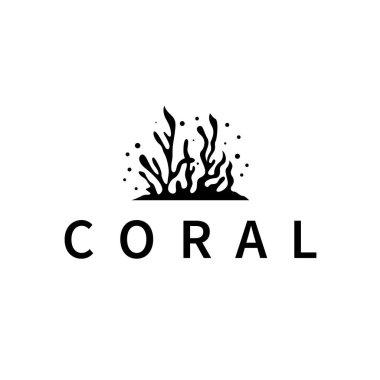 Akvaryum konsepti logosu deniz yosunu sualtı bitkilerinde balıklar basit ve zarif bir şekilde yaşar.