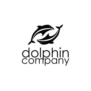 Basit tasarım açık deniz hayvanı yunusu logosu. Basit deniz yunusu konsepti çizim şablonu.