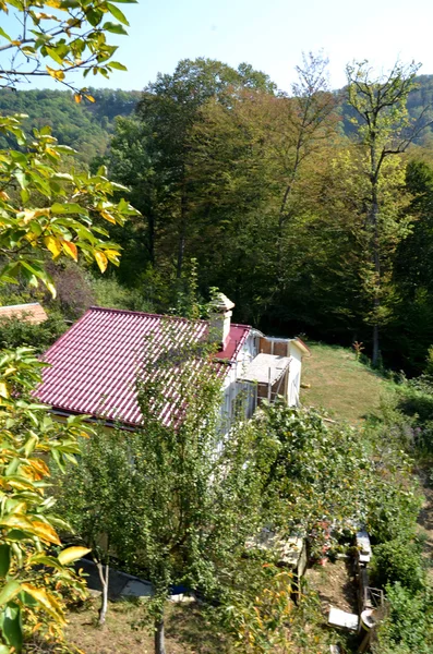 Vista da casa nas montanhas. Sochi Rússia — Fotografia de Stock