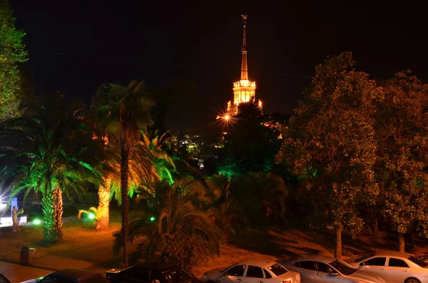 Sea port of Sochi in the september night. — Stock Photo, Image