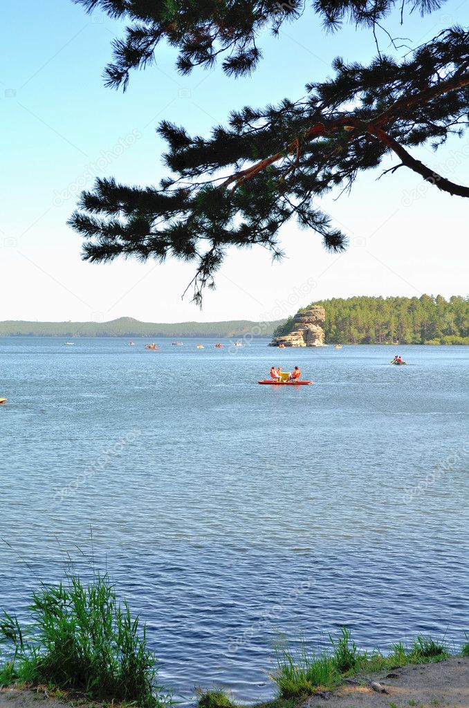 Sphinx rock and lake Borovoe, State National Natural Park 