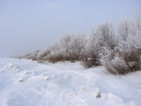 Rio de Inverno Irtysh. Omsk, Sibéria, Rússia — Fotografia de Stock