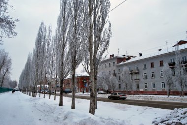 Kış Sibirya kasaba Omsk