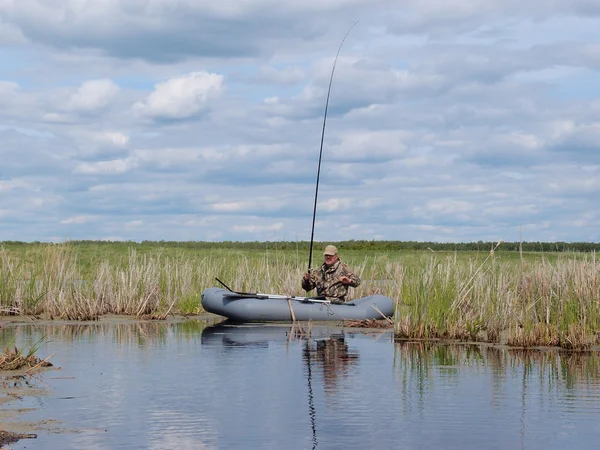 Fishing on the river Yaman, Omsk region, Russia Stock Picture