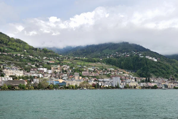 Blick auf die Stadt am Genfer See, Schweiz. — Stockfoto