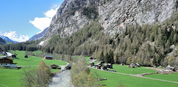 Aerial view of a swiss country village. — Stock Photo, Image