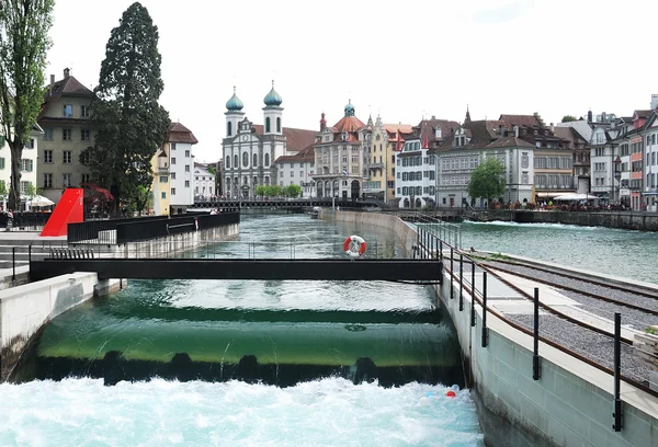 Luzern panoráma, Svájc. — Stock Fotó