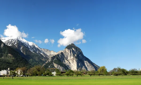 Aerial view of a swiss country village. — Stock Photo, Image