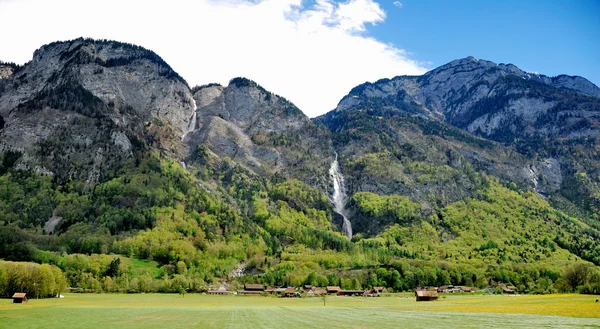 Aerial view of a swiss country village — Stock Photo, Image