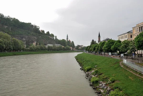 Veiw rzeki Salzach, Salzburg, Austria — Zdjęcie stockowe