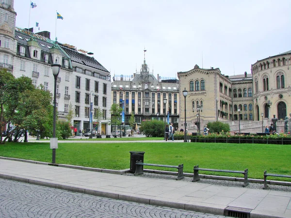 Oslo Noruega Agosto 2008 Hermosos Edificios Antiguos Capital Noruega — Foto de Stock