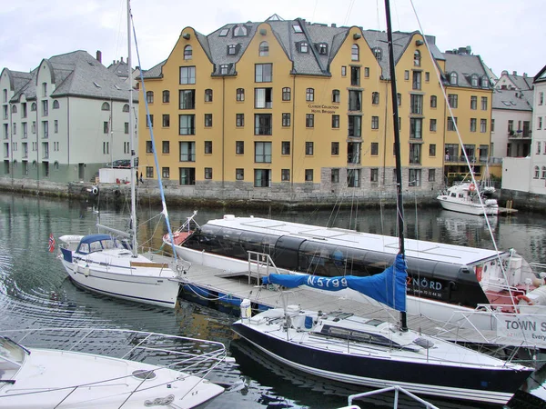 Alesund Norvège Août 2008 Vue Sur Marina Alesund Attraction Touristique — Photo