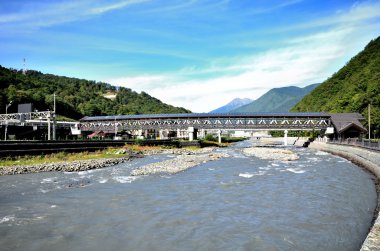 Görünüm Nehri'nin Mzımta, Krasnaya Polyana, Sochi, Rusya Federasyonu