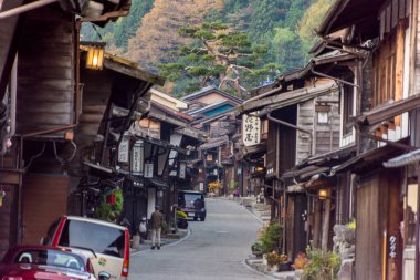 NAGANO, Japon, OKT. 29, 2020. Nagano 'daki Edo Dönemi Narai-juku' nun editör fotoğrafı..