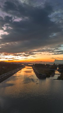 Scenic Waterway Reflection at Sunset