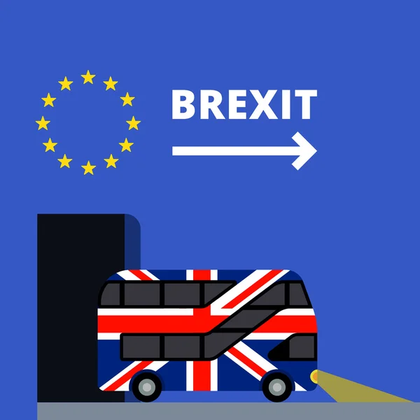 Autobús de dos pisos pintado brexit bandera del Reino Unido — Vector de stock