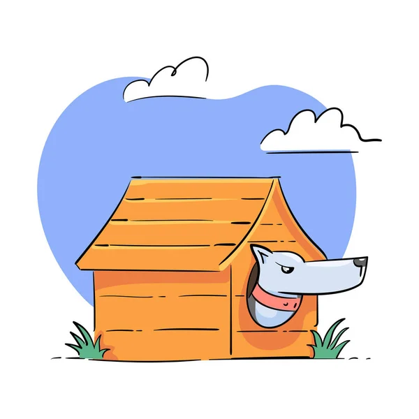 Vakthund sitter i montern illustration — Stock vektor