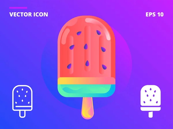 Ice cream in watermelon style with icons 图库矢量图片