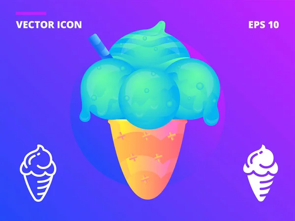 Cono de helado con grandes bolas de menta Vectores De Stock Sin Royalties Gratis