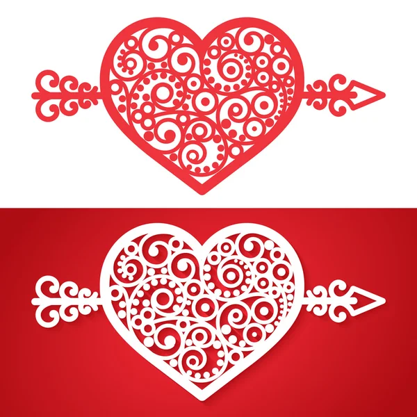 Vintage kalp ile bir ok vektör öğesi