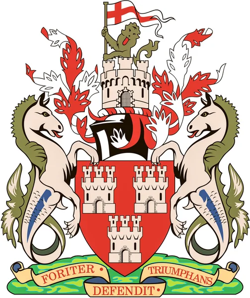 Coat of arms of the city of Newcastle upon Tyne. England — Stock Photo, Image