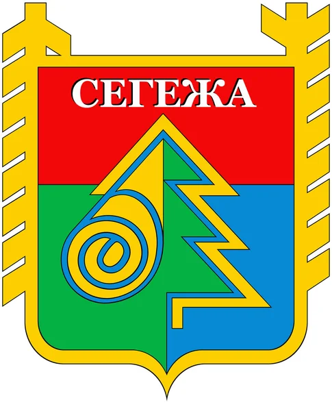 Escudo de armas del pueblo de Segezha. Karelia. —  Fotos de Stock