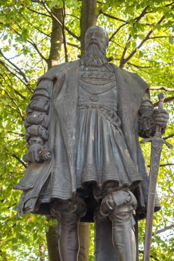 Duke Albrecht anıtı. Immanuel Kant Adası. Sonbahar günü. Kaliningrad 'da. - Rusya. Eylül 2020