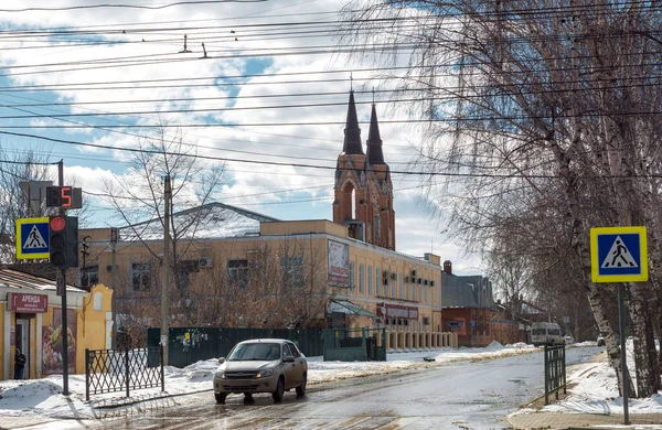 Tambovmedservice Iglesia Exaltación Cruz Calle Kronstadskaya Tambov Rusia Marzo 2021 — Foto de Stock