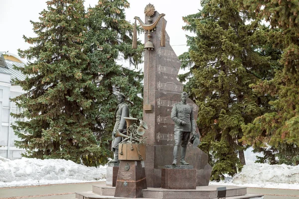 Monumento Vasily Agapkin Ilya Shatrov Cidade Tambov Rússia Março 2021 — Fotografia de Stock