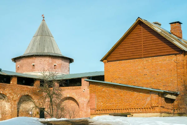 Der Quadratische Turm Des Zaraisk Kremls Gebiet Moskau Russland März — Stockfoto