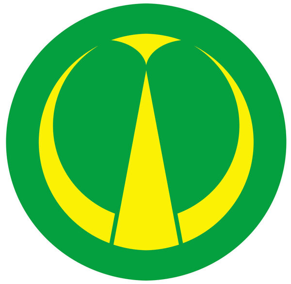 Coat of arms of the city of Budzen. Fukuoka Prefecture. Japan 