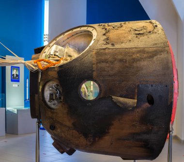 Soyuz-22 uzay aracının iniş aracı. Tsiolkovsky Müzesi. Ryazan Oblastı. Izhevskoe köyü. Rusya Mayıs 2021 